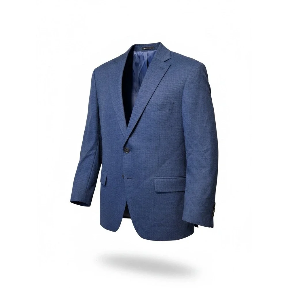 Hart Schaffner Marx Men's Blazer 42S Blue Solid Two-Button Notch Inner Pockets